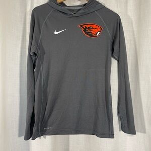 Nike Dri fit Dark Gray stripes Hooded Top Oregon state beavers women’s sm